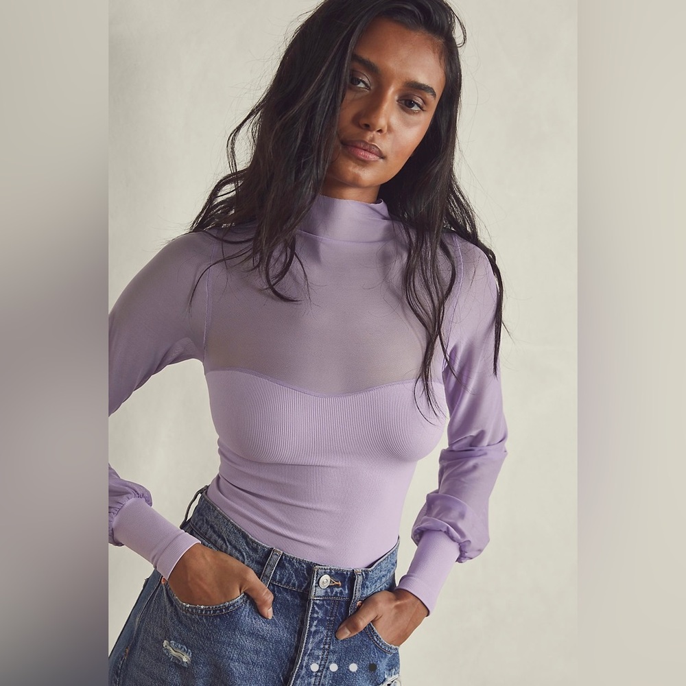 Free People Light Up Layering Top sz M/L in Jacaranda Flame